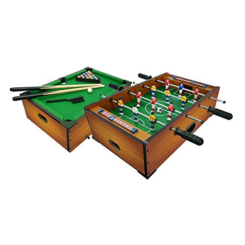 SPORT ONE Mini futbolín y Billar de Apoyo. Juego de Mesa 2 en 1. Futbolín de 51 x 31 x 15 cm con 4 Varillas con Marcador y 2 Bolas. Pequeña Tarjeta de casa y Billar de casa. Idea de Regalo (706200406)