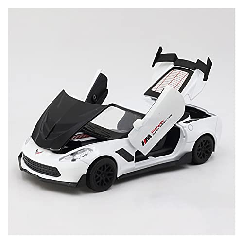 SRJCWB Auto Modelo para Chevrolet Corvette ZR1 Pull Back Sound and Light 1:32 Aleación Modelo De Coche Simulación De Juguete De Coche Coche fundición a presión (Color : White)