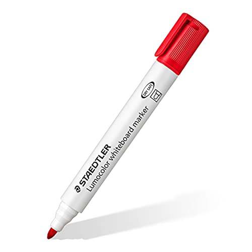 Staedtler 351 WP4 - Rotuladores para pizarra blanca Lumocolor, inodoro, secado rápido y recargable, paquete de 4 colores