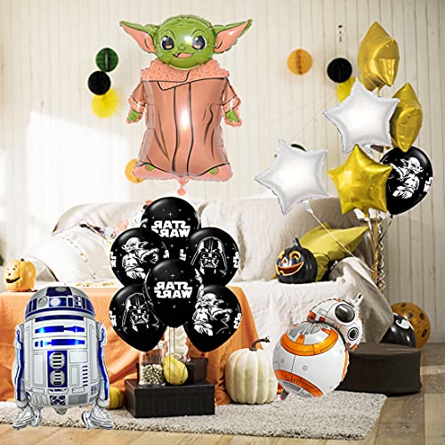 Star Wars Globos Cumpleaños, Globos Baby Yoda, Star Wars Fiesta Cumpleaños, Yoda Decoración De Fiesta De Cumpleaños, Juego de Suministros para Fiestas Temáticas de Juego para Niños, 13 Piezas