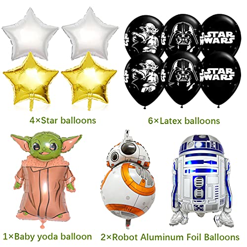 Star Wars Globos Cumpleaños, Globos Baby Yoda, Star Wars Fiesta Cumpleaños, Yoda Decoración De Fiesta De Cumpleaños, Juego de Suministros para Fiestas Temáticas de Juego para Niños, 13 Piezas