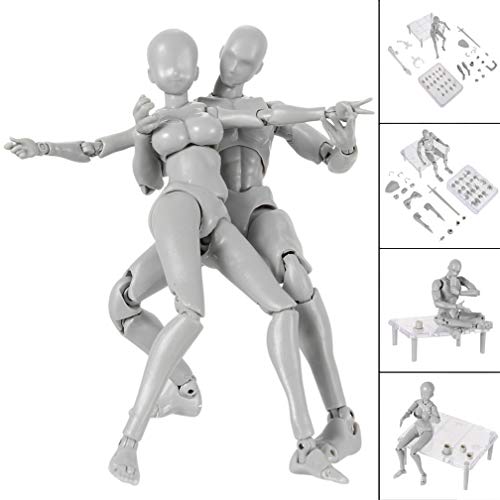 Starall Modelo de figura de acción, maniquí humano 2.0 Body Kun Doll Body-Chan Man/Woman Action Figure DX Set con kit de accesorios, perfecto para dibujar, bosquejar, pintar.