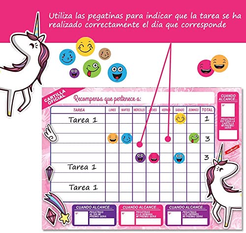 Starplast Tablas DE RECOMPENSAS para NIÑOS Incluye 16 láminas de Pegatinas, 4 diseños Diferentes de Tabla recompensa y 16 Hojas de Tablas recompensa para Usar con niños.