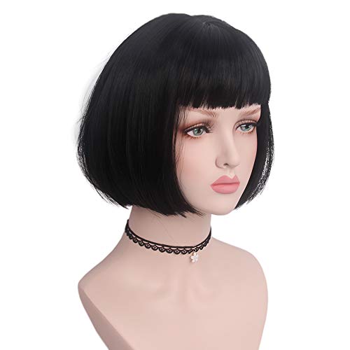 STfantasy Peluca Mujer Mediano Natural Recta Wig Para Uso Diario Carnaval Halloween Fiesta de Disfraces Cosplay (4354Negra#1)