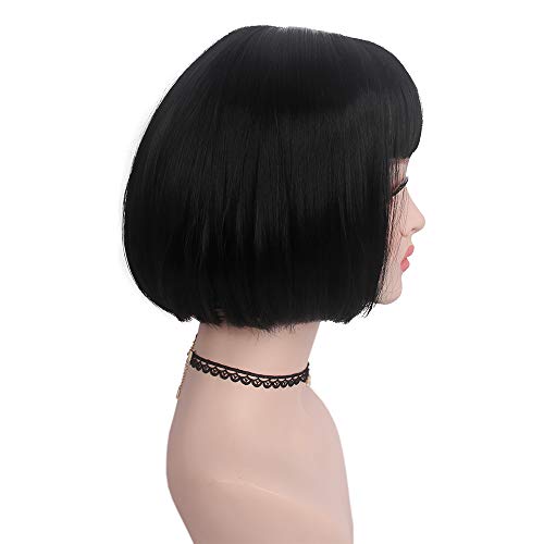 STfantasy Peluca Mujer Mediano Natural Recta Wig Para Uso Diario Carnaval Halloween Fiesta de Disfraces Cosplay (4354Negra#1)