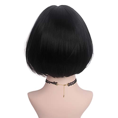 STfantasy Peluca Mujer Mediano Natural Recta Wig Para Uso Diario Carnaval Halloween Fiesta de Disfraces Cosplay (4354Negra#1)