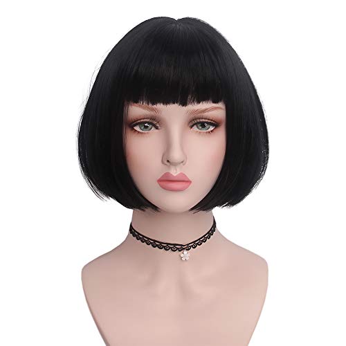 STfantasy Peluca Mujer Mediano Natural Recta Wig Para Uso Diario Carnaval Halloween Fiesta de Disfraces Cosplay (4354Negra#1)