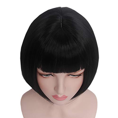 STfantasy Peluca Mujer Mediano Natural Recta Wig Para Uso Diario Carnaval Halloween Fiesta de Disfraces Cosplay (4354Negra#1)