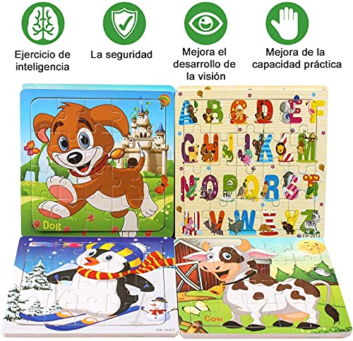 StillCool Puzzles de Madera 20 Pcs, Animales Rompecabezas de Madera Coloridos para Niños Pequeños Aprendizaje Rompecabezas Educativos Juguetes para Niños y Niñas 3-5 Años de Edad