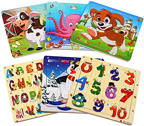 StillCool Puzzles de Madera 20 Pcs, Animales Rompecabezas de Madera Coloridos para Niños Pequeños Aprendizaje Rompecabezas Educativos Juguetes para Niños y Niñas 3-5 Años de Edad