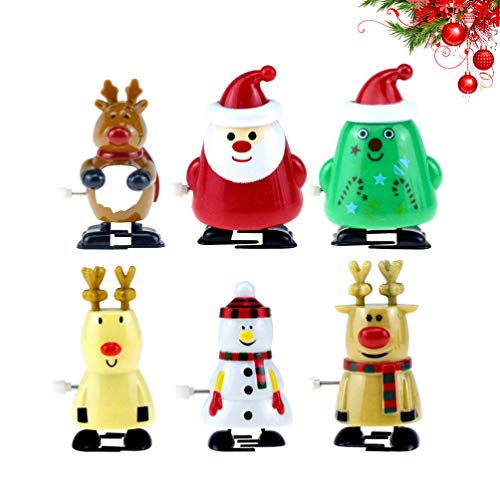 STOBOK Juguetes de Cuerda de Navidad Juguetes saltarines Santa muñeco de Nieve Alces Juguetes para Caminar para Fiesta Favor Bolsa de Relleno de Regalos