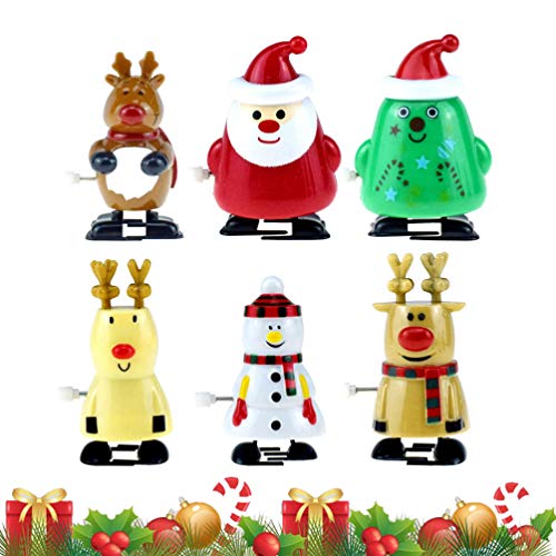 STOBOK Juguetes de Cuerda de Navidad Juguetes saltarines Santa muñeco de Nieve Alces Juguetes para Caminar para Fiesta Favor Bolsa de Relleno de Regalos