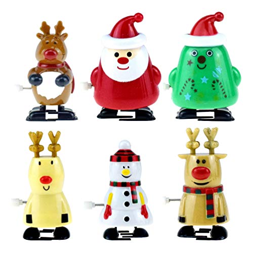 STOBOK Juguetes de Cuerda de Navidad Juguetes saltarines Santa muñeco de Nieve Alces Juguetes para Caminar para Fiesta Favor Bolsa de Relleno de Regalos