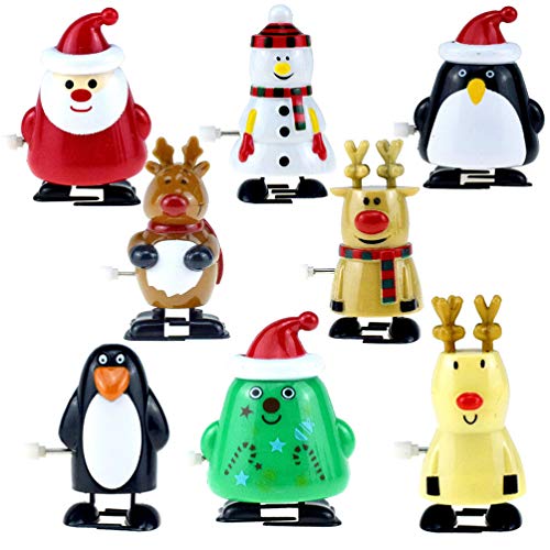 STOBOK Juguetes de Cuerda de Navidad Juguetes saltarines Santa muñeco de Nieve Alces Juguetes para Caminar para Fiesta Favor Bolsa de Relleno de Regalos