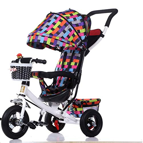 straight fire Portátil Triciclo for niños Bicicleta Carretilla del Cochecito del Triciclo Carrito silleta (Color : A)