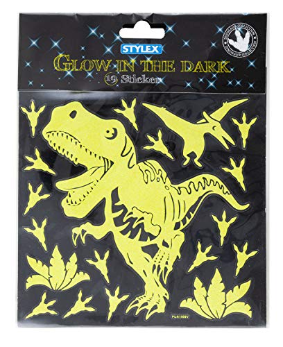 Stylex Glow in the Dark dinosaurios, 19 pegatinas surtidas en diferentes diseños, que brillan en la oscuridad, ideal para habitaciones infantiles. (44155)