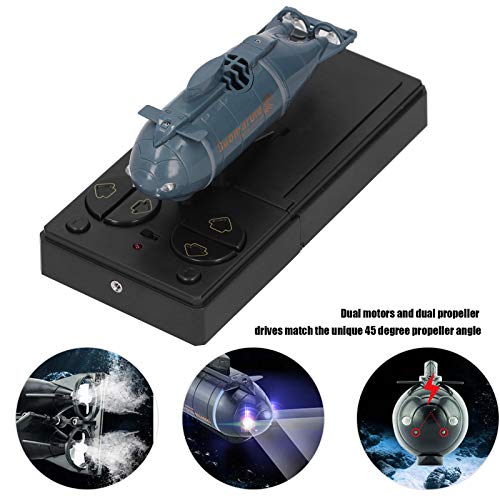 Submarino de control remoto Mini RC Submarine, 2.4GHz 6CH Radio Control Boat Barco eléctrico RC para niños y adultos, Botes de control remoto para piscinas y lagos, USB recargable e impermeable(Azul)