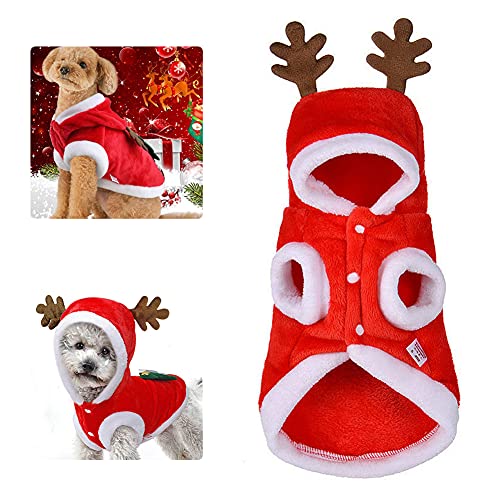 Sudadera con Capucha navideña para Perros, suéteres navideños para Cachorros, suéter navideño para Perros, Disfraz navideño de Papá Noel para Mascotas, Atuendo navideño (S)