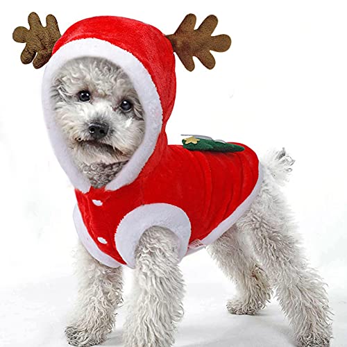 Sudadera con Capucha navideña para Perros, suéteres navideños para Cachorros, suéter navideño para Perros, Disfraz navideño de Papá Noel para Mascotas, Traje navideño (XL)