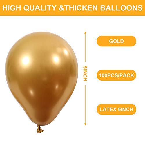 Sumind 100 Piezas Globos Metálicos Oro de 5 Pulgadas Globos de Látex Decorativa para Decoración de Fiesta Festival Compromiso Boda Cumpleaños