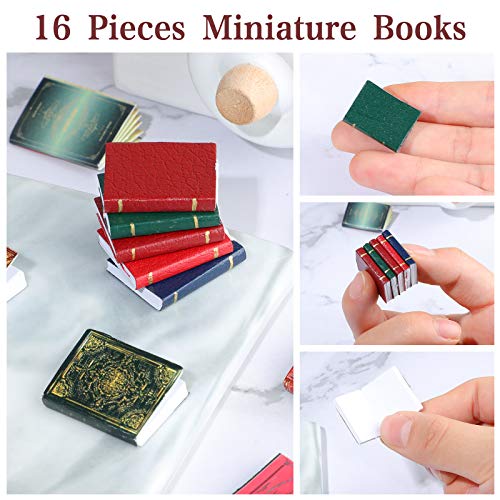 Sumind 16 Libros de Casas de Muñecas en Miniatura Libros de Miniaturas Atemporales Accesorios de Decoración de Casa de Muñecas Modelo de Cuaderno Mini Libros (Estilo Retro)