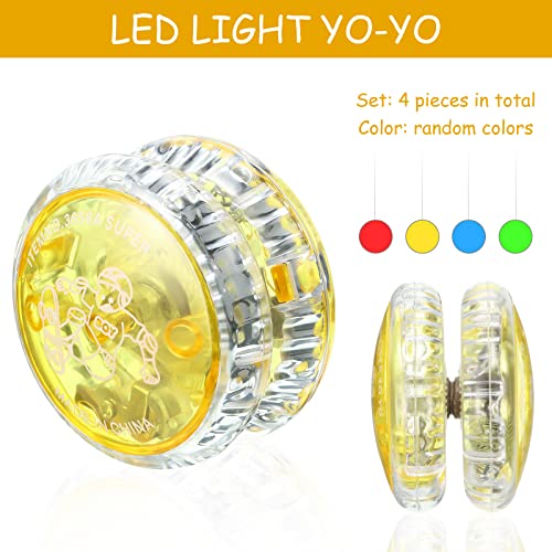 Sumind 4 Piezas Yoyos de Luz LED para Niños Yoyo de Plástico Sensible Yoyo Entretenido para Principiantes Favores de Fiesta (Colores Aleatorios)