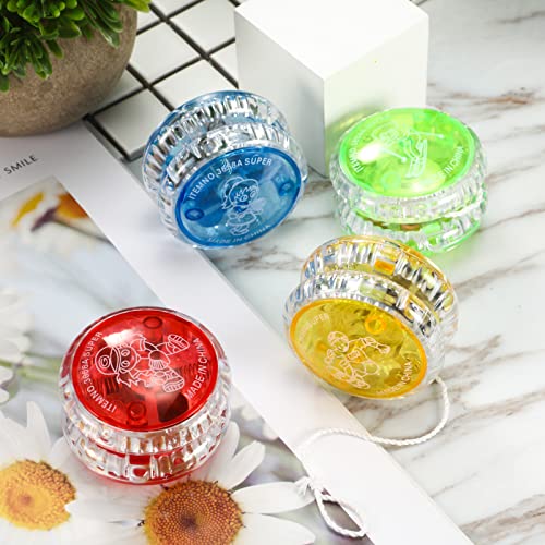 Sumind 4 Piezas Yoyos de Luz LED para Niños Yoyo de Plástico Sensible Yoyo Entretenido para Principiantes Favores de Fiesta (Colores Aleatorios)