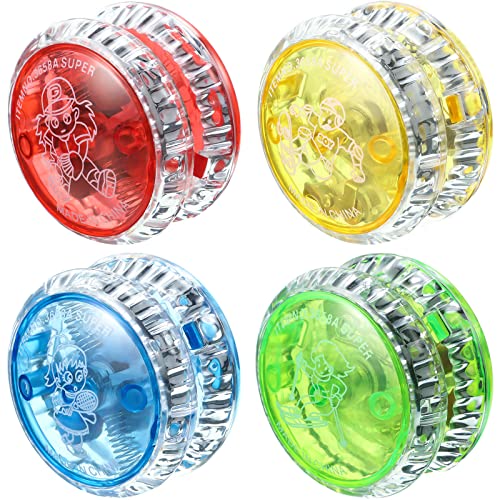 Sumind 4 Piezas Yoyos de Luz LED para Niños Yoyo de Plástico Sensible Yoyo Entretenido para Principiantes Favores de Fiesta (Colores Aleatorios)