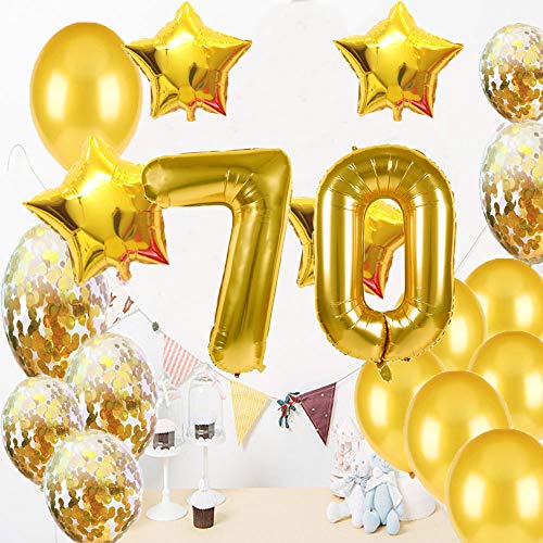 Suministros de decoración para fiestas de 70 cumpleaños, globos dorados, globos de polietileno número 70, globos de látex, gran regalo de cumpleaños para niñas, accesorios de fotos