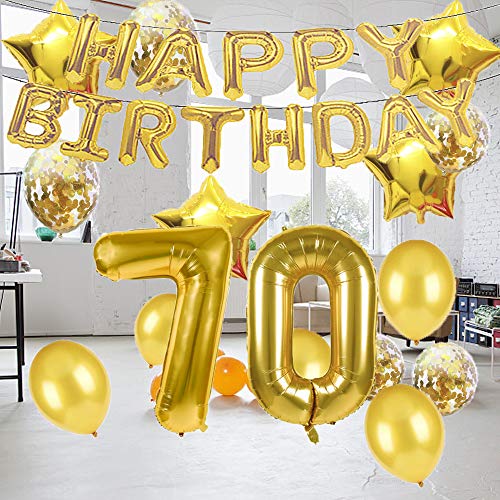 Suministros de decoración para fiestas de 70 cumpleaños, globos dorados, globos de polietileno número 70, globos de látex, gran regalo de cumpleaños para niñas, accesorios de fotos