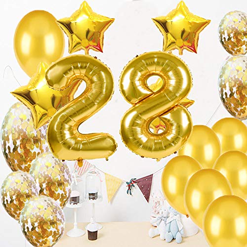 Suministros de fiesta de 28 cumpleaños, globos de 28 cumpleaños, globos de mylar número 28, decoración de globos de látex, gran regalo de cumpleaños para niñas, accesorios de fotos