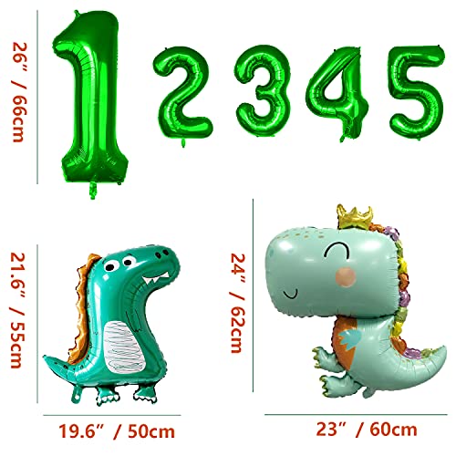 Suministros de fiesta de dinosaurios pancarta de feliz cumpleaños, globos temáticos de dinosaurios y globos de hojas de palma, juego de decoraciones para fiesta de cumpleaños de dinosaurios (3)