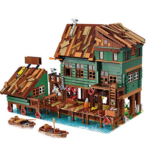 Sunery Pier-Chalet - Juego de construcción modular de casa para playa, vista de carreteras, 2745 piezas de bloques de construcción, compatible con tienda de pesca Lego 21310