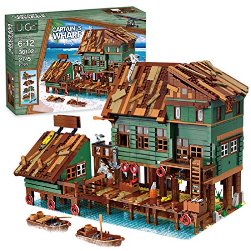 Sunery Pier-Chalet - Juego de construcción modular de casa para playa, vista de carreteras, 2745 piezas de bloques de construcción, compatible con tienda de pesca Lego 21310