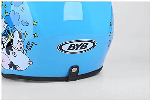 SUNSHXP Casco De Protección De La Luz del Casco De La Vespa De Los Niños Casco Abierto para Las Bicicletas De Motocross para Niños Scooter Bike Casco Adecuado para Niños Y Niñas De 2 A 8 Años,Azul