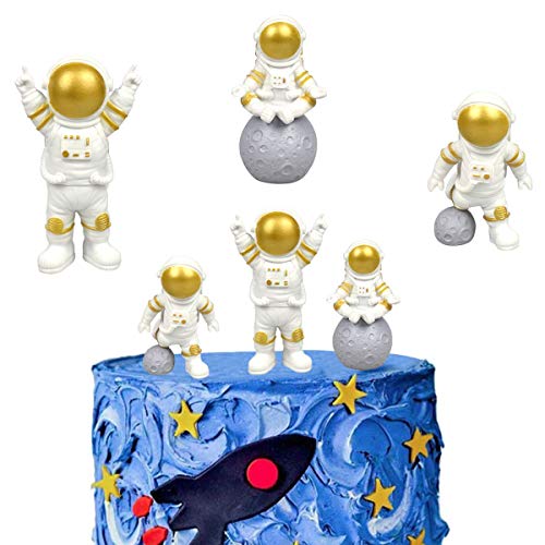 SUNSK Decoración De Pastel De Astronauta Cake Topper Spaceman Decoración de pastel de cumpleaños de para Cumpleaños Decoración de La Torta del fiesta suministros 3 Piezas