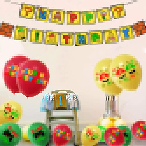 SUNSK Globos Super Globos Cumpleaños Decoracion Bros Globos de Latex Decoración para Tarta Happy Birthday Banner para Fiesta de Cumpleaños Niño 34 Piezas