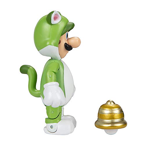 Super Mario Figura de acción 4 Pulgadas Gato Luigi Juguete Coleccionable con Super Ball Accesorio