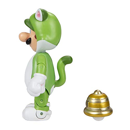 Super Mario Figura de acción 4 Pulgadas Gato Luigi Juguete Coleccionable con Super Ball Accesorio