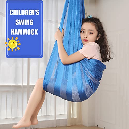 Swing Terapéutico Interior para Niños Grandes, Silla De Hamaca para Niños Seguros, con Kit De Suspensión, Acurrucamiento Infantil Y Hamaca Abrazo, 290 * 160 Cm,Azul