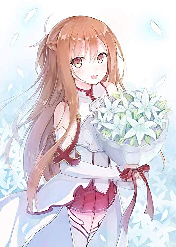 Sword Art Online-Yuuki Asuna sostiene el ramo animado bricolaje 5D diamante Pintura completo kit de taladro Artes Artesanía hogar de la lona de la decoración DIY Puzzle de elementos primarios y secund