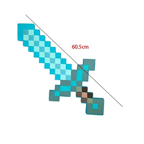 Swords Minecraft - Juego de combinación de Juego periférico de Espada de Espuma, Espada de Espuma y Pico, Espada de Diamante de Juguete de Espuma Eva (Espada Azul y Pico de Espada)