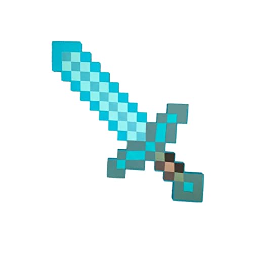 Swords Minecraft - Juego de combinación de Juego periférico de Espada de Espuma, Espada de Espuma y Pico, Espada de Diamante de Juguete de Espuma Eva (Espada Azul y Pico de Espada)