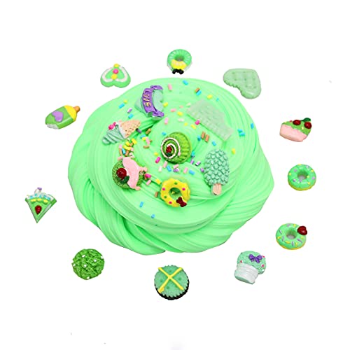 SWZY Butter Slime,Slime Fluffy,Slime de Plato con Ricos Accesorios de decoración de Galletas / Helados Verdes,Juguetes de Masilla de Slime no pegajosos para niños y niñas,3 Tipos de Verde