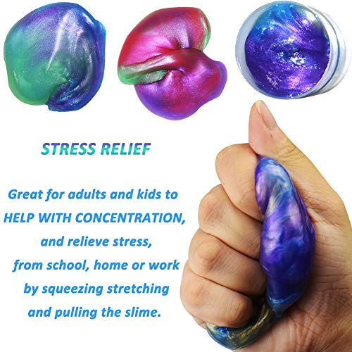 SWZY Fluffy Slime, 6 Pack Galaxy Slime Kit Stress Relief DIY Toys for Kids Adults