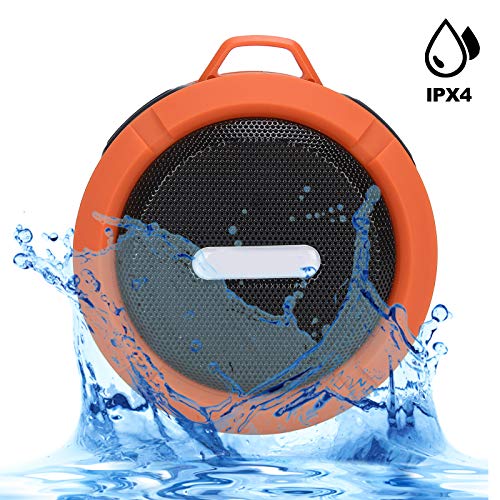 Sxhlseller Altavoz Bluetooth C6 con Mosquetón de Ventosa Mini Subwoofer Impermeable para Deportes Al Aire Libre 10 M / 32,8 Pies Mini Tamaño Portátil(Naranja)