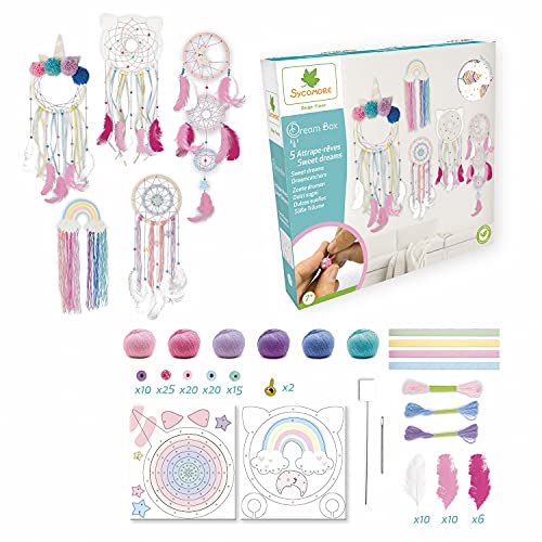 SYCOMORE- Kit de creación de atrapasueños para niños, color verde