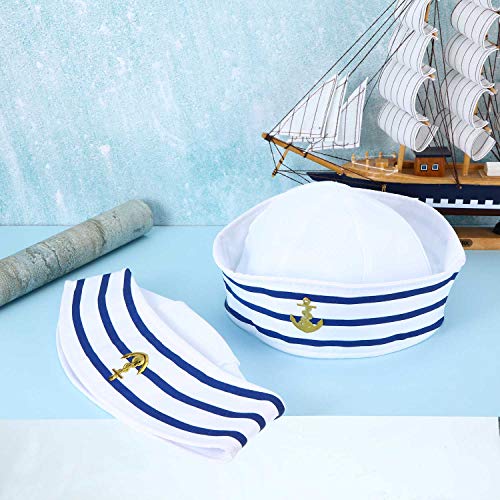 Syhood Sombreros de Azul con Blanca Gorro Marino Marinero para Accesorio de Vestuario, Fiesta de Disfraces (12 Paquetes)