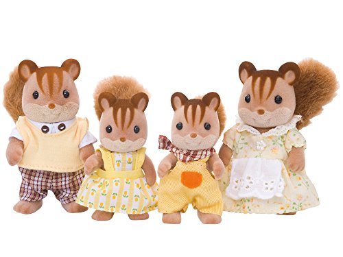 SYLVANIAN FAMILIES Walnut Squirrel Family Mini Muñecas y Accesorios, (Epoch para Imaginar 4172) + 4533 Carrito para Gemelos [Importado de Alemania]