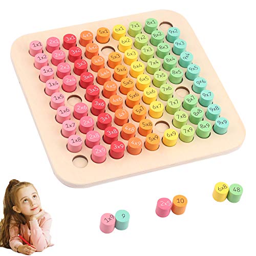 Tabla Educativa Madera,Tablas De Multiplicar,Juegos,Madera De Rompecabezas, Madera De Torre De Apilamiento,NúMeros,Color Y Aprendizaje AritméTico Para NiñOs, Juguetes Educativos Montessori- Cilindro